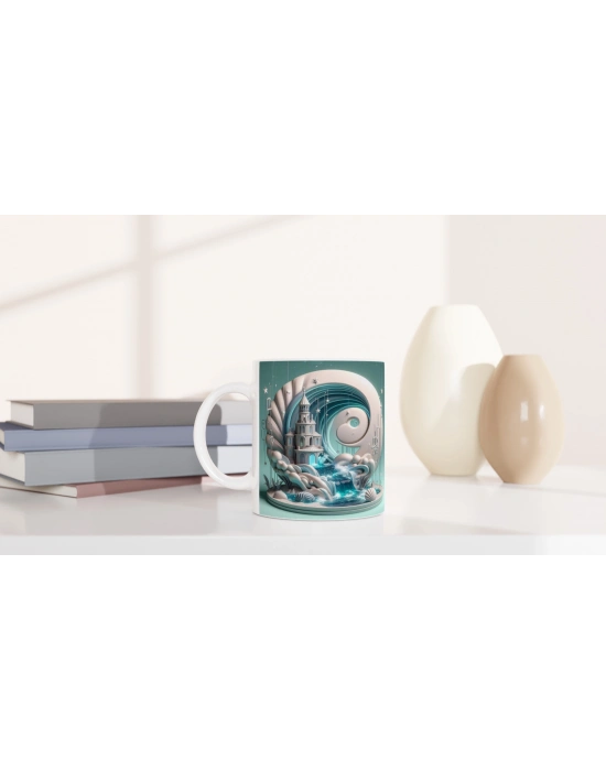 Yengeç Burcu Baskılı Kahve Kupası - Burçlar Krallığı Şatosu Vs1