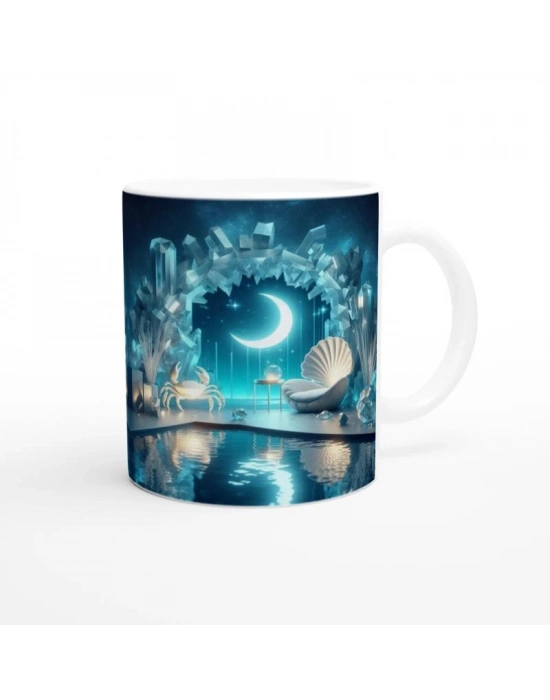 Yengeç Burcu Baskılı Kahve Kupası - Büyülü Kristal Mağarası Temalı Vs1