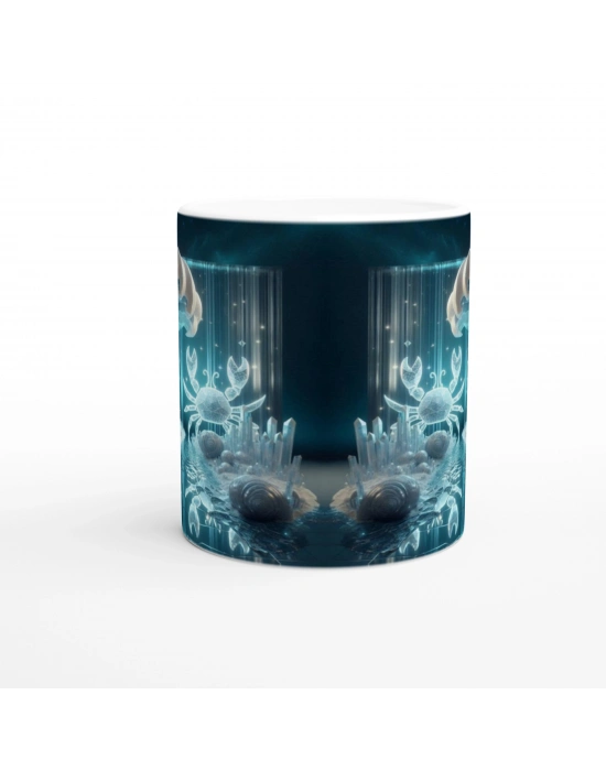 Yengeç Burcu Baskılı Kahve Kupası - Büyülü Kristal Mağarası Temalı Vs2