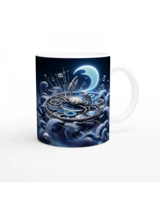 Yengeç Burcu Baskılı Kahve Kupası - Zamanın Çarkları Astroloji Mekanizması Vs1