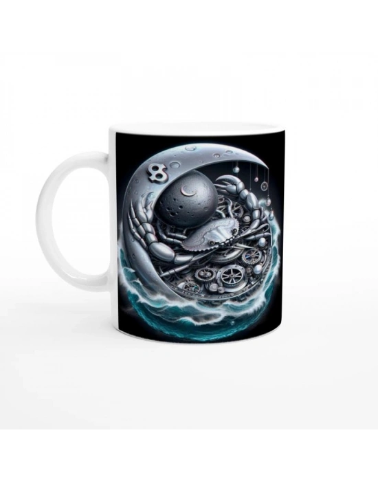 Yengeç Burcu Baskılı Kahve Kupası - Zamanın Çarkları Astroloji Mekanizması Vs2