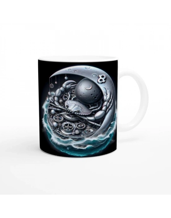 Yengeç Burcu Baskılı Kahve Kupası - Zamanın Çarkları Astroloji Mekanizması Vs2