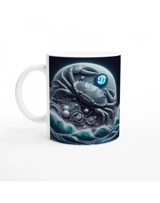 Yengeç Burcu Baskılı Kahve Kupası - Zamanın Çarkları Astroloji Mekanizması Vs3