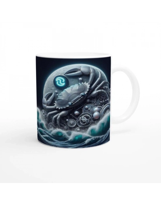 Yengeç Burcu Baskılı Kahve Kupası - Zamanın Çarkları Astroloji Mekanizması Vs3