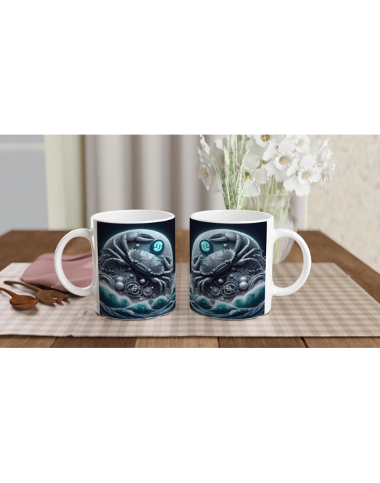 Yengeç Burcu Baskılı Kahve Kupası - Zamanın Çarkları Astroloji Mekanizması Vs3