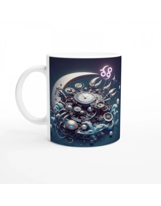 Yengeç Burcu Baskılı Kahve Kupası - Zamanın Çarkları Astroloji Mekanizması Vs4