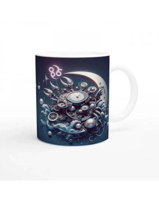 Yengeç Burcu Baskılı Kahve Kupası - Zamanın Çarkları Astroloji Mekanizması Vs4