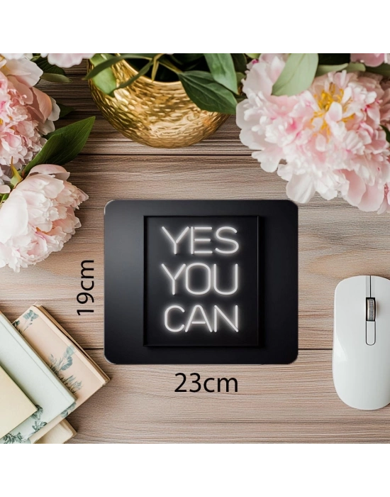 Yes You Can Yazılı Sade Neon Mousepad - 19x23 cm 2 mm Dikdörtgen İthal Baskılı Mouse Pad