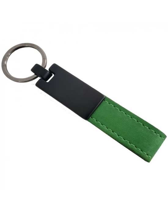 Yeşil Deri Metal Anahtarlık