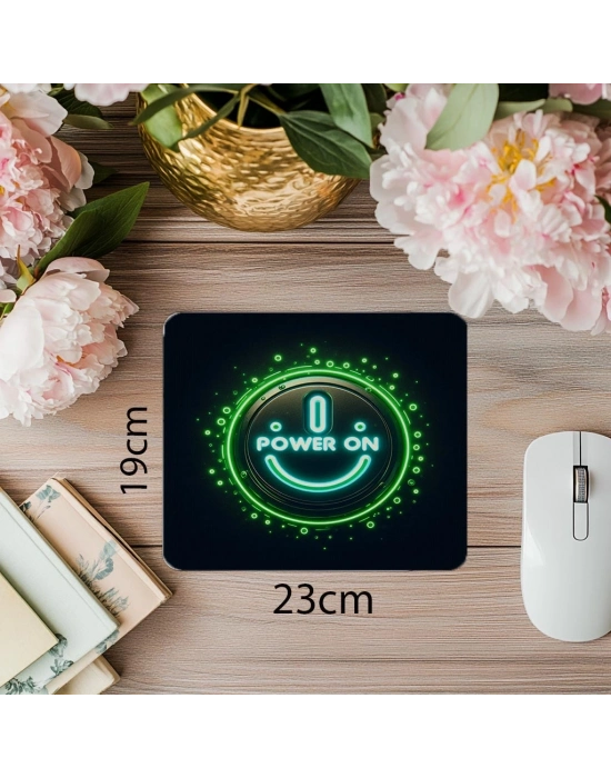 Yeşil LED Efektli Aç-Kapa Mouse Pad - 19x23 cm 2 mm Dikdörtgen İthal Baskılı Mouse Pad
