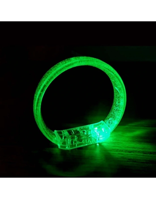 Yeşil Led Işıklı Baskı Yapılabilen Pilli Bileklik Bilezik 1,5 Cm Genişlik