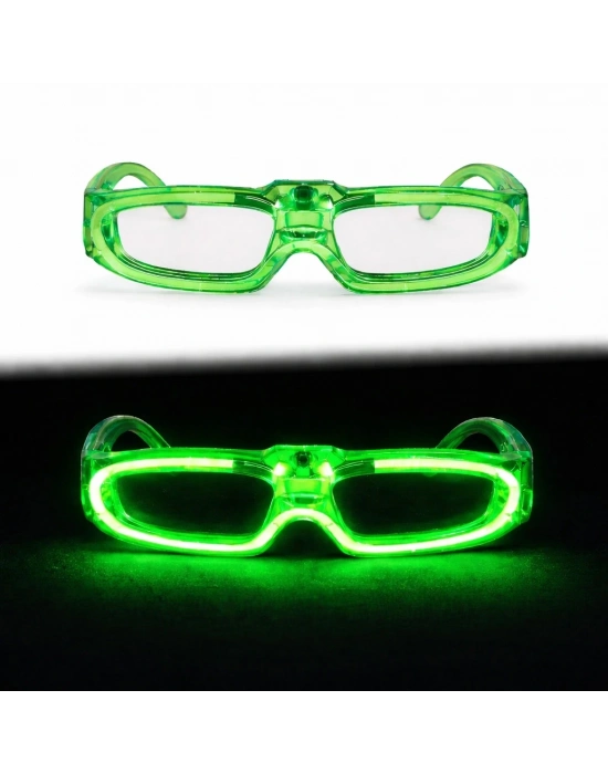 Yeşil Led Işıklı Parti Gözlüğü 3 Modlu – Glow & Gece Eğlence Gözlüğü