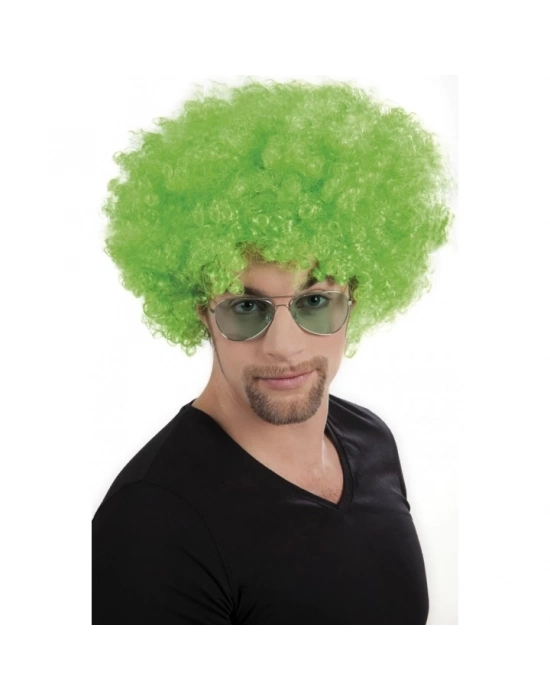 Yeşil Renk Kıvırcık Afro Bonus Peruk