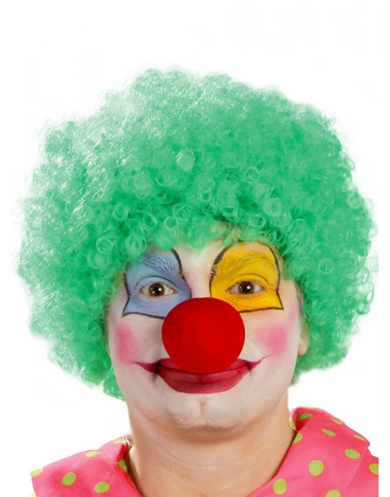 Yeşil Renk Kıvırcık Afro Palyaço Seti