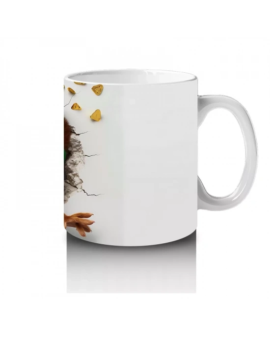 Yeşil Şapkalı Neşeli Sincap Karakteri – Baskılı Kahve Kupası