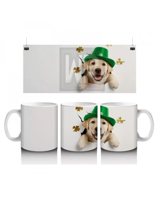 Yeşil Şapkalı Sarı Labrador – Baskılı Kahve Kupası