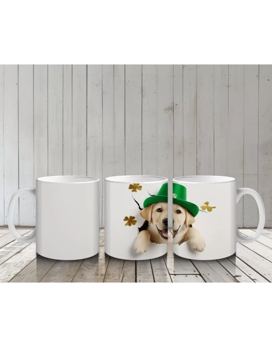 Yeşil Şapkalı Sarı Labrador – Baskılı Kahve Kupası