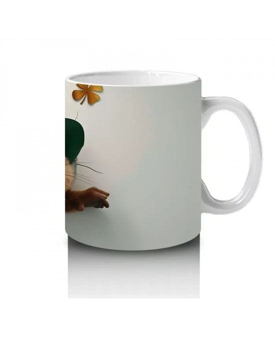 Yeşil Şapkalı Sevimli Kunduz Karakteri - Baskılı kahve kupası