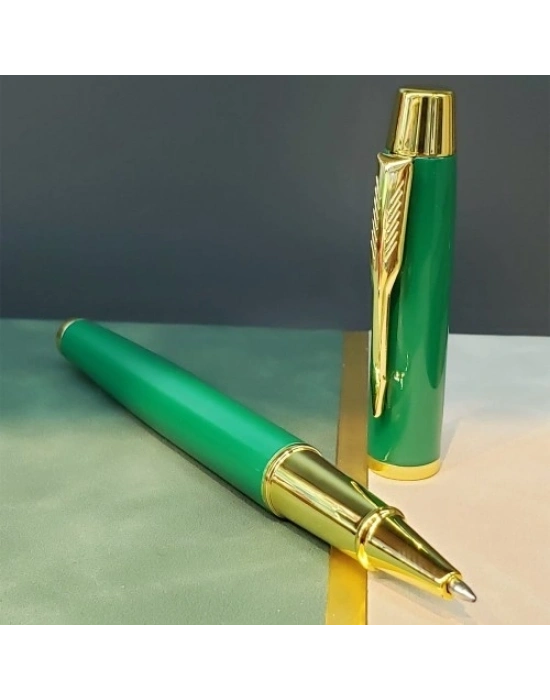 Yeşil Şeritli Defter Ve Yeşil Metal Kalem Set