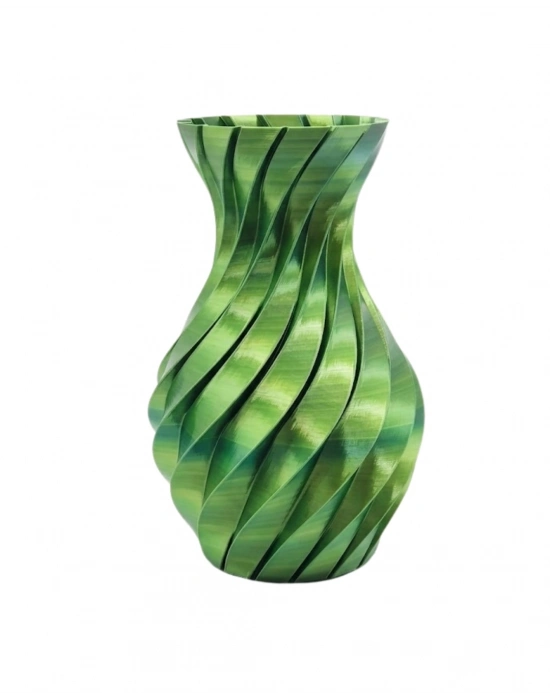 Yeşil Spiral 3D Baskı Vazo Estetik Modern Ev Ofis Dekoru