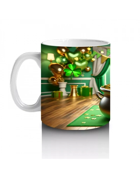 Yeşil Temalı Oda Dekorunda Saint Patrick’s Shepherd - Baskılı kahve kupası