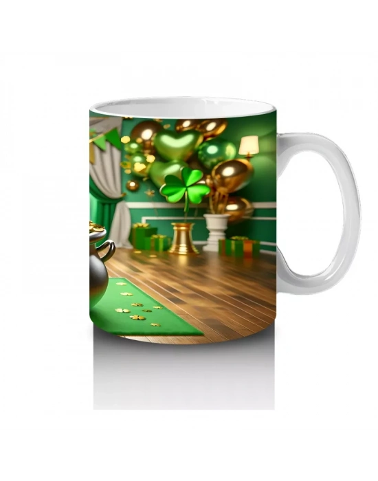 Yeşil Temalı Oda Dekorunda Saint Patrick’s Shepherd - Baskılı kahve kupası
