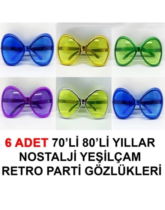 Yeşilçam Retro Parti Gözlükleri 6 Adet