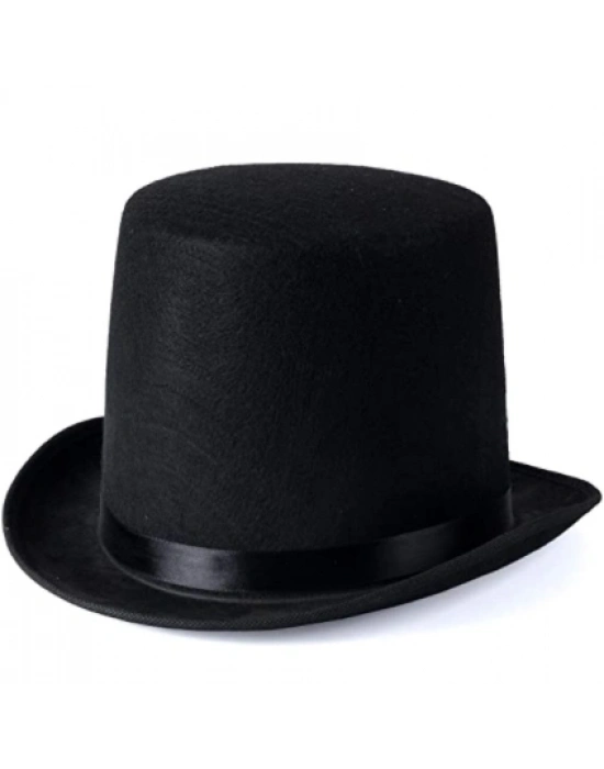 Yetişkinler İçin Siyah Renk Ringmaster Sihirbaz Şapkası Fötr Şapka 15 Cm
