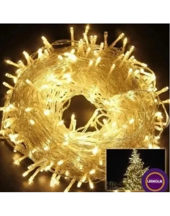 Yılbaşı Aydınlatması 100 LED Perde Hortum Sıcak Beyaz Işık
