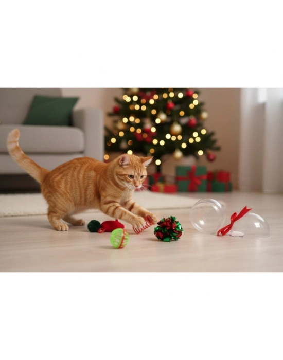 Yılbaşı Konseptli 8 Parça Küre İçinde Oyuncak Seti