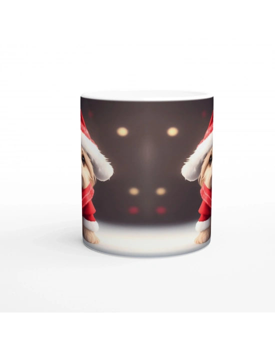 Yılbaşı Kostümlü Sevimli Köpekçik Baskılı Kupa Bardak