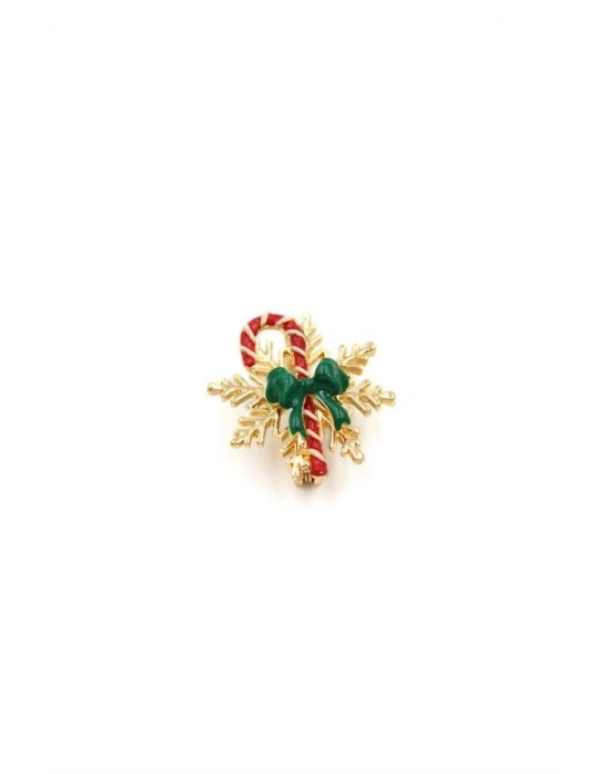 Yılbaşı Noel Şekeri Broş - Altın