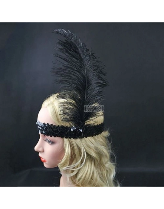 Yılbaşı Saç Tüyü Saç Bandı Siyah Renk