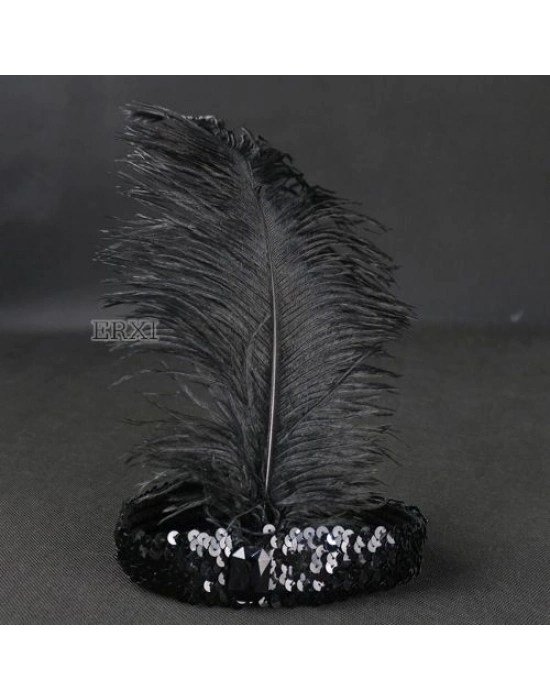 Yılbaşı Saç Tüyü Saç Bandı Siyah Renk