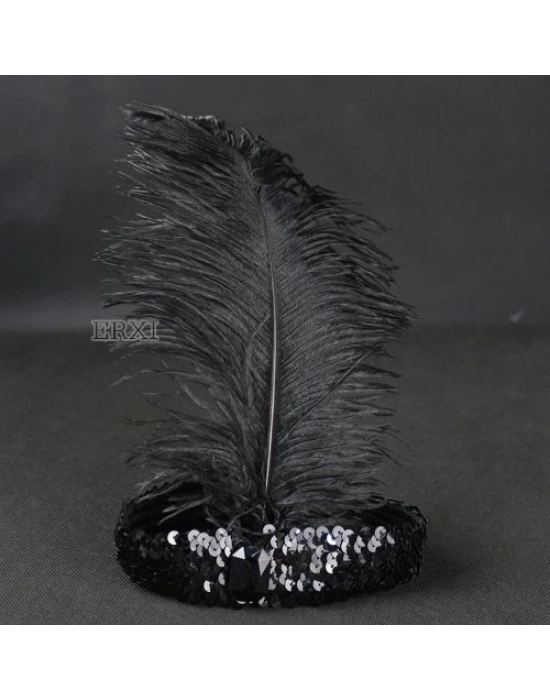 Yılbaşı Saç Tüyü Saç Bandı Siyah Renk