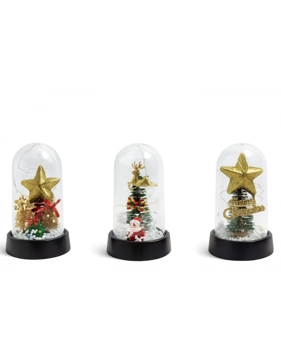 Yılbaşı Temalı Işıklı Dekoratif Cam Fanus - Model 10