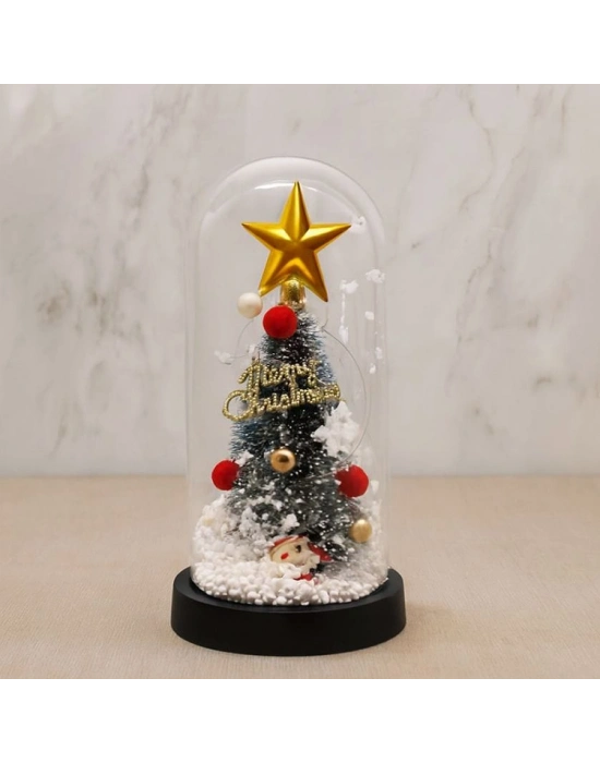 Yılbaşı Temalı Işıklı Dekoratif Cam Fanus - Model 4