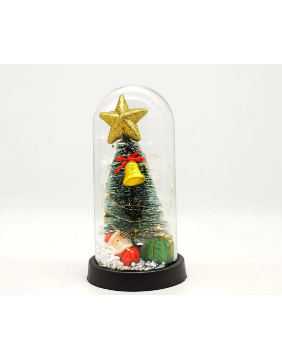 Yılbaşı Temalı Işıklı Dekoratif Cam Fanus - Model 6