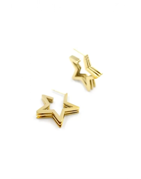 Yıldız Çelik Küpe - Altın