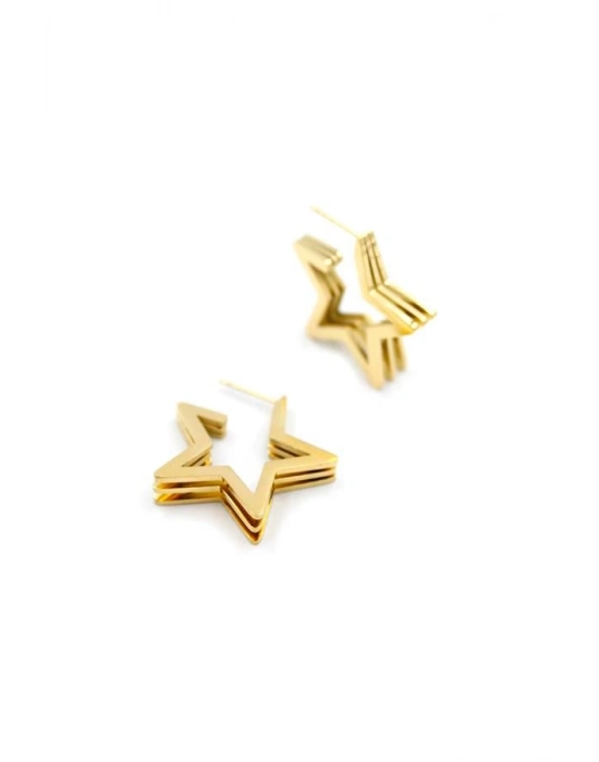 Yıldız Çelik Küpe - Altın