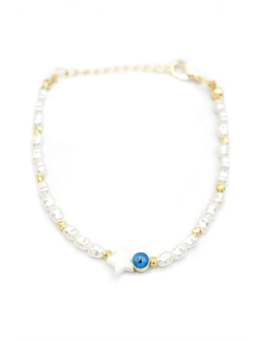 Yıldız İnci Bileklik - Beyaz