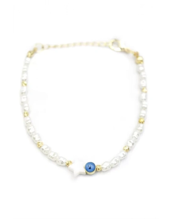 Yıldız İnci Bileklik - Beyaz