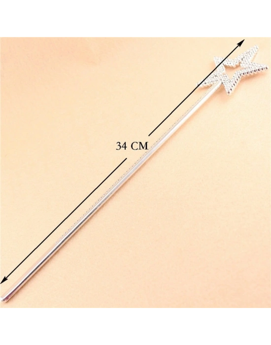 Yıldız Model Peri Asası Melek Asası Prenses Asası Metalize Gümüş Renk