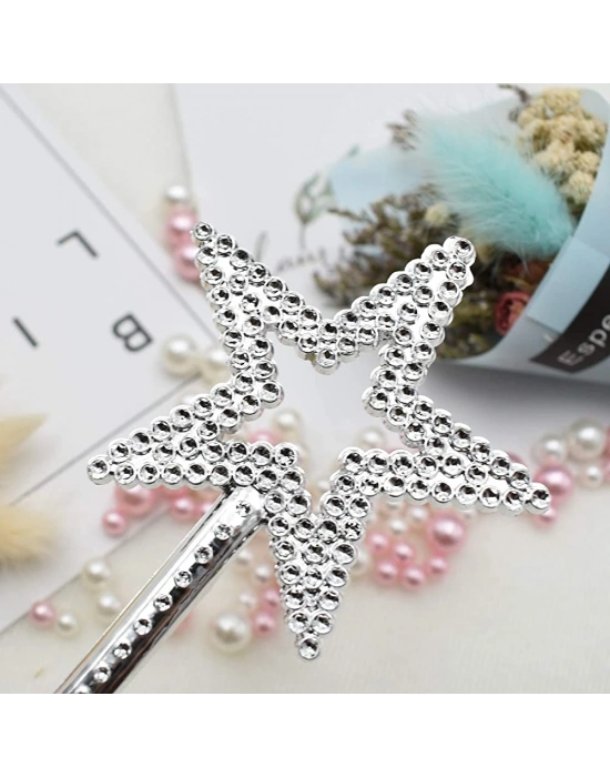 Yıldız Model Peri Asası Melek Asası Prenses Asası Metalize Gümüş Renk