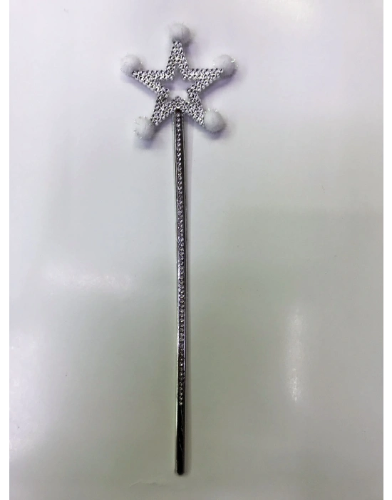 Yıldız Peri Asası Sihirli Değnek Beyaz Ponponlu