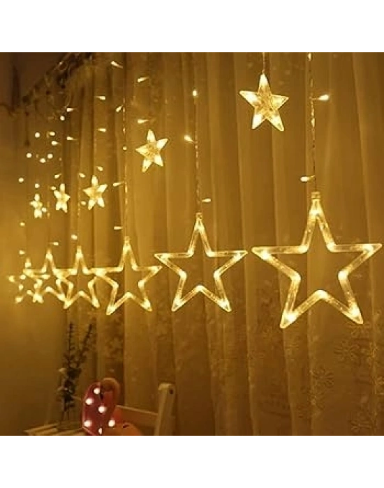 Yıldız Sarkıtlı Perde Led Aydınlatma - 3m Genişlik, 8 Modlu, Günışığı Renk,ev Süsleme Işığı