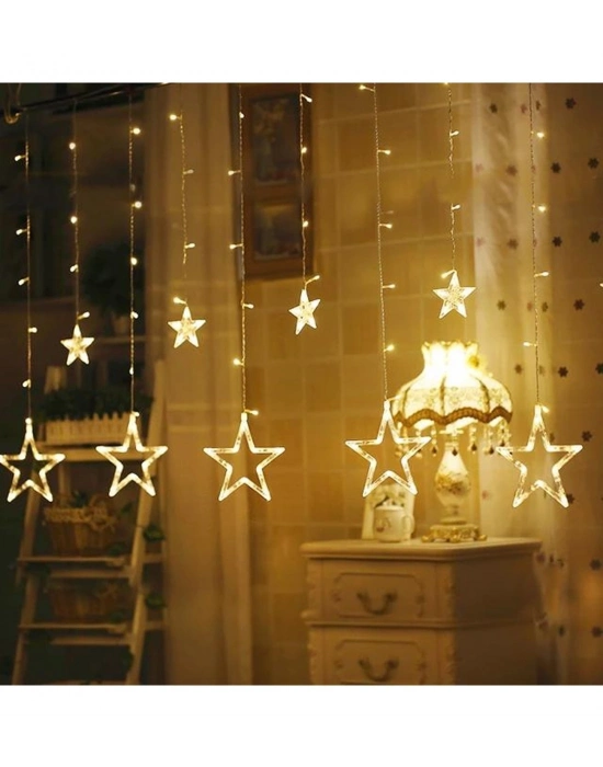 Yıldız Sarkıtlı Perde Led Aydınlatma - 3m Genişlik, 8 Modlu, Günışığı Renk,ev Süsleme Işığı