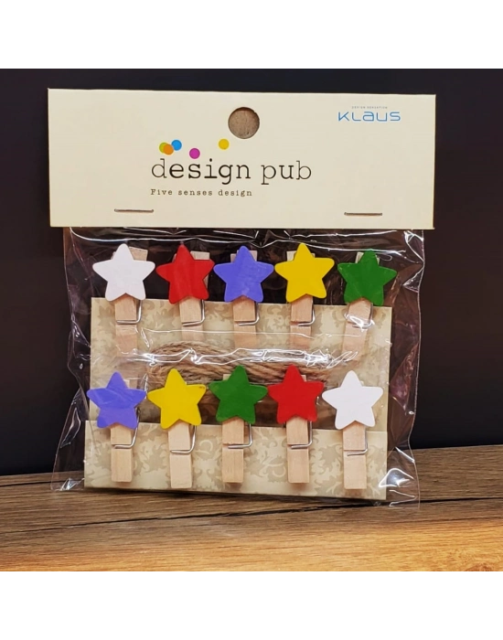 Yıldız Tasarımlı Mini Fotoğraf Mandalları