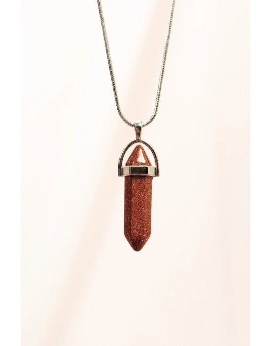 Yıldız Taşı Doğal Taşı Zincirli El Yapımı Tasarımlı Kolye Uç: 3,5 cm Zincir: 20 cm Kutulu