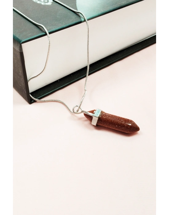 Yıldız Taşı Doğal Taşı Zincirli El Yapımı Tasarımlı Kolye Uç: 3,5 cm Zincir: 20 cm Kutulu